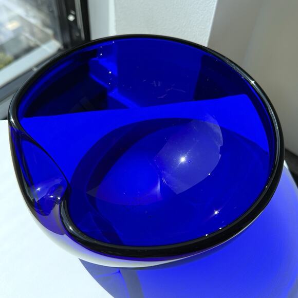 Elsa Peretti For Tiffany & Co. Cobalt Blue Murano Glass Thumbprint Bowl Italy - Picture 3 of 16